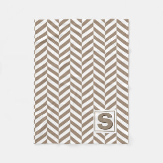 Manta Polar Monograma de Herringbone Blanco Tan