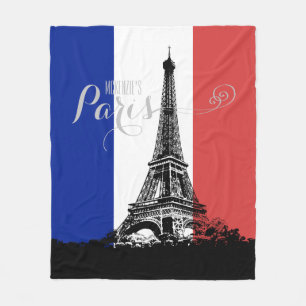 Manta Polar Monograma de la bandera francesa de la Torre Eiffe