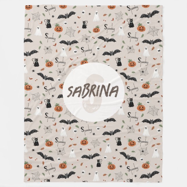 Manta Polar Monograma de la caída de Halloween de los niños ad (Anverso)