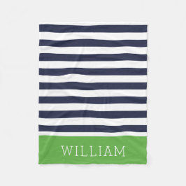 Manta Polar Monograma de la marina y las franjas verdes | Colo