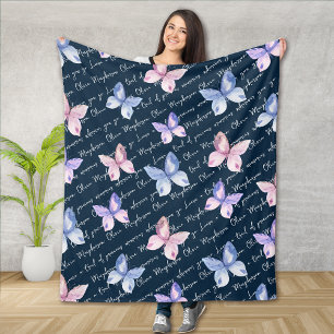 Manta Polar Monograma de mariposas de citas inspiradoras