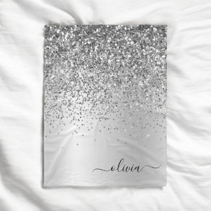 Manta Polar Monograma de metal con brillo plateado Nombre Glam