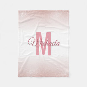 Manta Polar Monograma de Moda moderna de Rosa dorada elegante