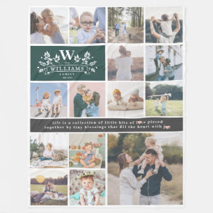 Manta Polar Monograma de nombre de familia   15 Collages de fo