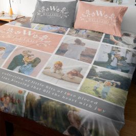 Manta Polar Monograma de nombre de familia | 15 Collages de fo