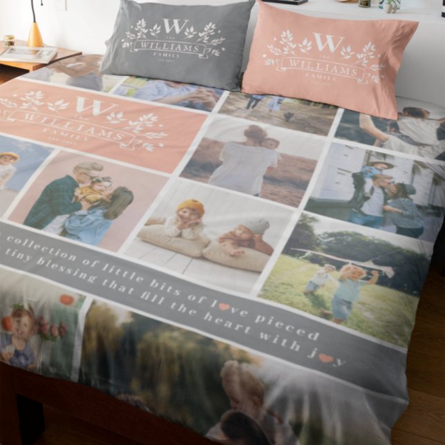 Manta Polar Monograma de nombre de familia | 15 Collages de fo (Subido por el creador)