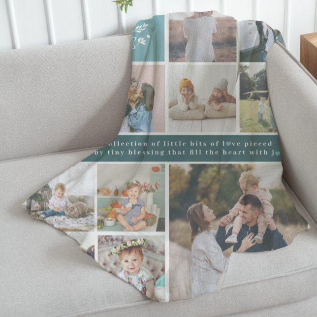 Manta Polar Monograma de nombre de familia | 15 Collages de fo (Subido por el creador)