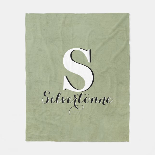 Manta Polar Monograma de nombre de familia verde elegante (Anverso)