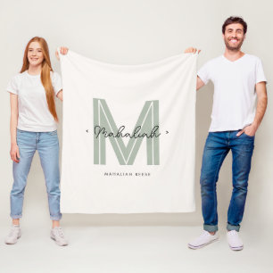 Manta Polar Monograma de nombre de guión verde de sabio