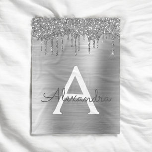 Manta Polar Monograma de nombre de metal cepillado con brillo