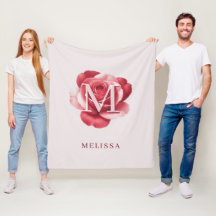 Monograma de nombre personalizado de rosa rosa ele