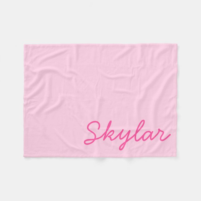 Manta Polar Monograma de nombre personalizado rosa y rosa cali (Frente (Horizontal))