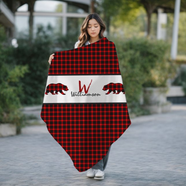 Manta Polar Monograma de ositos rojos de lumberjack (Subido por el creador)