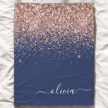 Manta Polar Monograma de Purpurina rosa Rubor Rosa azul de la<br><div class="desc">Azul marino y oro Rosa - Nombre del Monograma del Purpurina de la aguja rosada de Rubor y Mapa inicial de la flota. Esto hace que el dulce perfecto cumpleaños 16, boda, ducha de novia, aniversario, ducha de bebé o fiesta de soltera sea regalo para alguien que ama el lujo...</div>