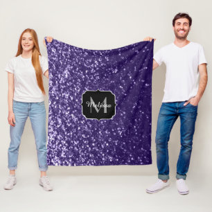 Manta Polar Monograma de purpurina violeta ultra violeta oscur