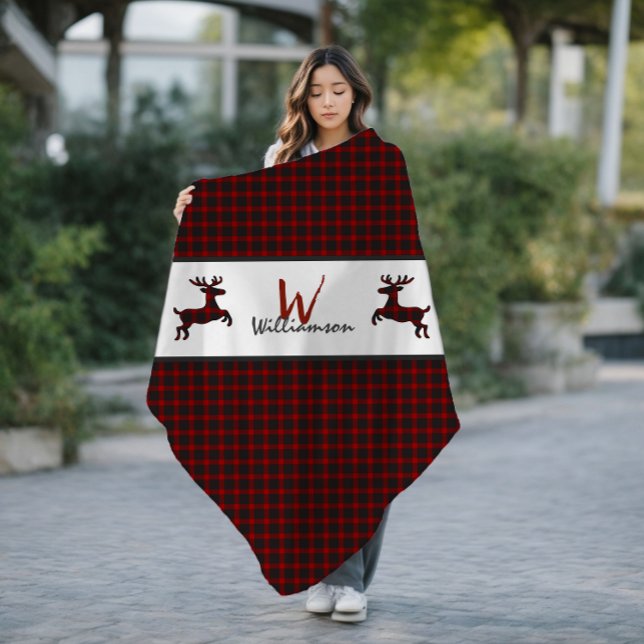 Manta Polar Monograma de Red Lumberjack Plaid Deer (Subido por el creador)