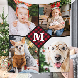 Manta Polar Monograma de relleno fotográfico rojo de búfalo