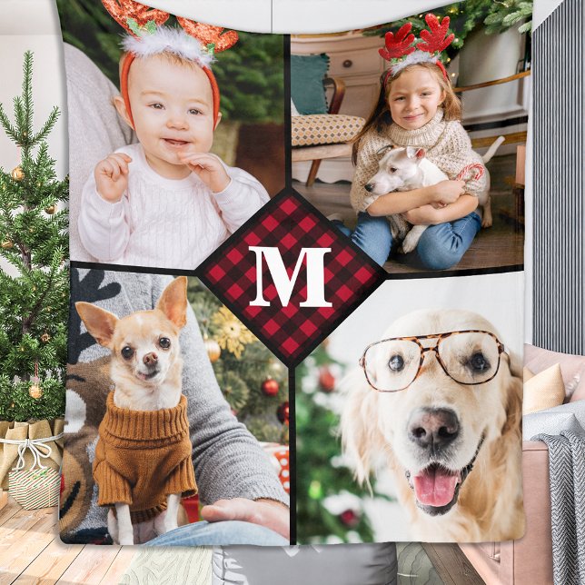 Manta Polar Monograma de relleno fotográfico rojo de búfalo (Subido por el creador)