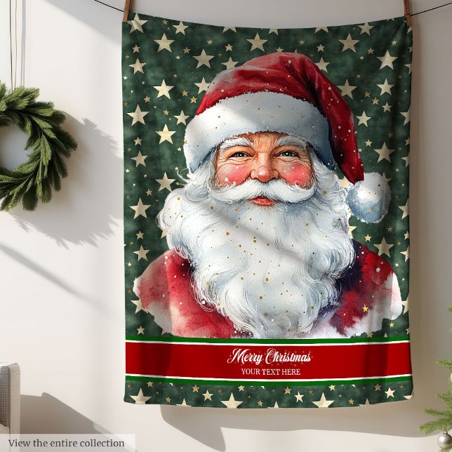 Manta Polar Monograma de Santa Blanket personalizado con texto (Personalized Santa Blanket with Monogram Text)