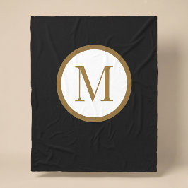 Manta Polar Monograma de sello central personalizado negro y d