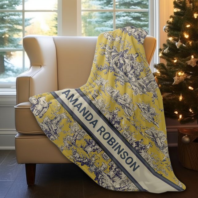 Manta Polar Monograma de toile amarillo de jouy de laca floral (Subido por el creador)