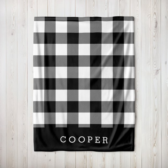 Manta Polar Monograma de verificación de búfalo en blanco y ne (Subido por el creador)