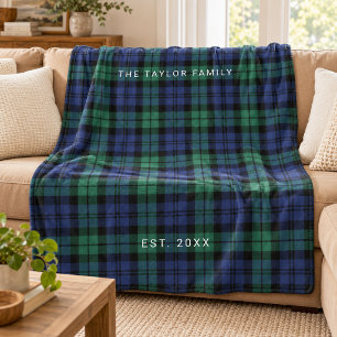 Manta Polar Monograma del apellido de la familia Plaid Black W