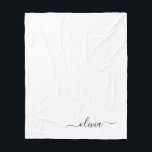 Manta Polar Monograma del guión de la cuna blanca negra modern<br><div class="desc">Monograma de escritura de imitación blanco y negro Añadir su propio nombre Fleece Blanket. Esto hace que el dulce perfecto cumpleaños 16,  boda,  ducha de novia,  aniversario,  ducha de bebé o fiesta de soltera sea regalo para alguien que ama el lujo glam y los estilos de moda.</div>