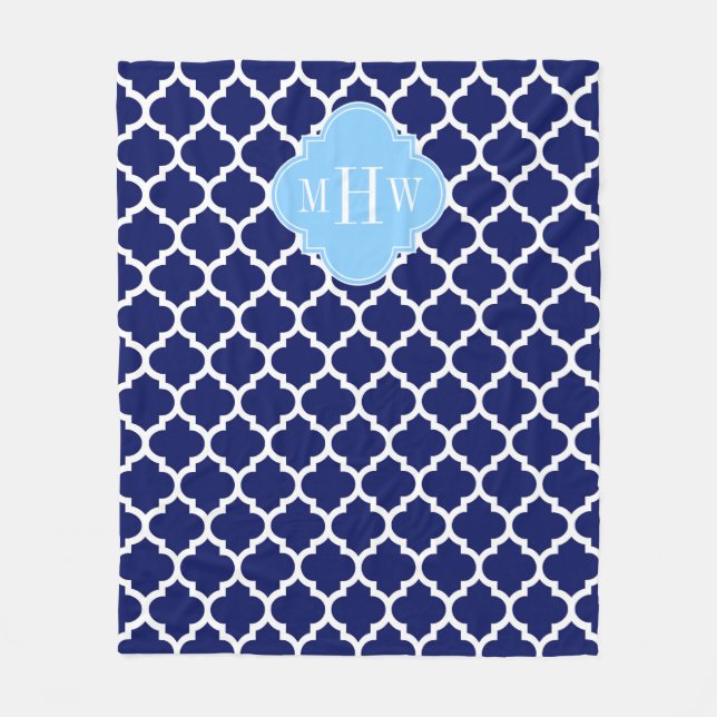 Manta Polar Monograma del nombre azul cielo azul azul marino m (Anverso)