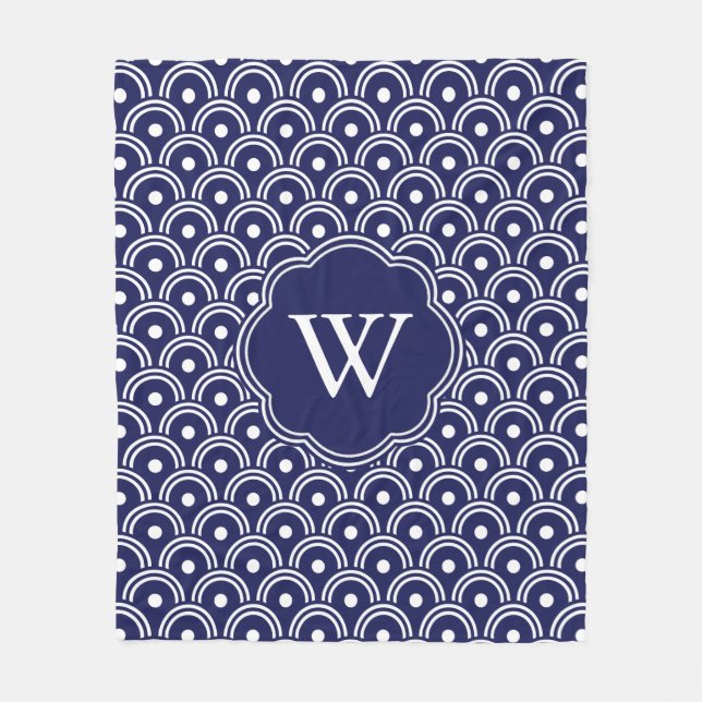 Manta Polar Monograma del patrón azul de la marina japonesa (Anverso)