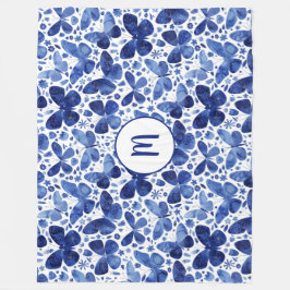 Manta Polar Monograma del patrón de acuarela de mariposa