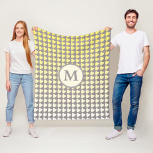 Manta Polar Monograma del patrón de gradiente del corazón gris