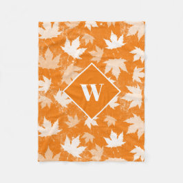 Manta Polar Monograma del patrón de hojas otoño