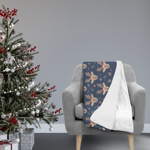 Manta Polar Monograma del patrón de renos de Navidades diverti