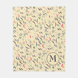 Manta Polar Monograma del patrón floral personalizado