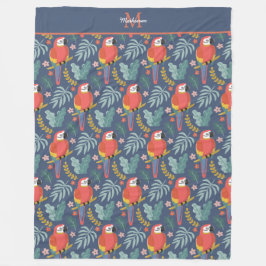 Manta Polar Monograma del patrón tropical de la tierra de loro