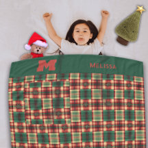 Monograma del Personalizado festivo de Plaid