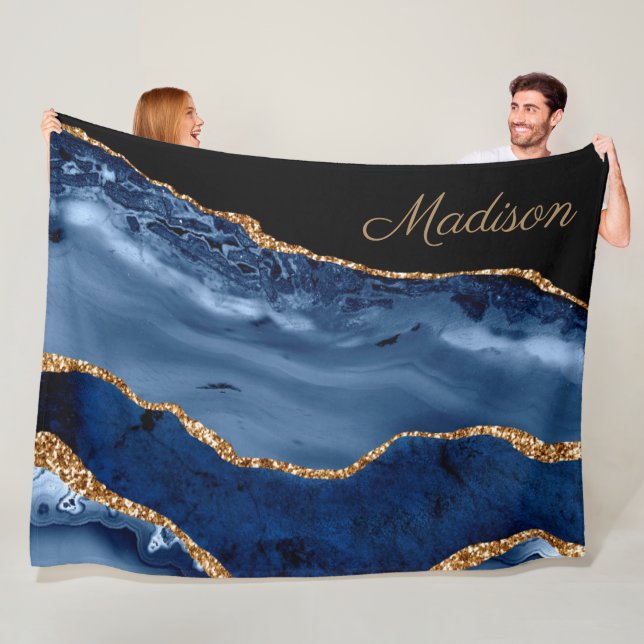 Manta Polar Monograma del Purpurina de mármol azul de la marin (In situ)