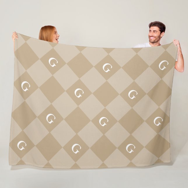 Manta Polar Monograma Diamante Inicial - Aspecto De Lujo (In situ)