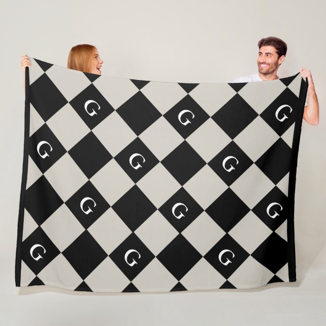 Manta Polar Monograma Diamante Inicial - Aspecto De Lujo (In situ)