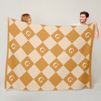 Manta Polar Monograma Diamante Inicial - Aspecto De Lujo