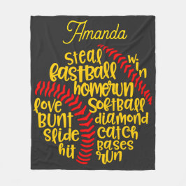 Manta Polar Monograma divertido de softball Sayings