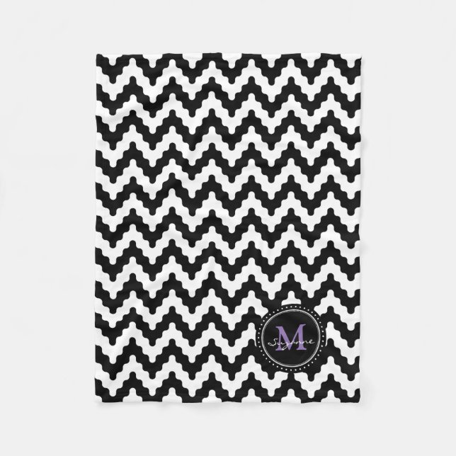 Manta Polar Monograma el | Chevron suave blanco negro (Anverso)