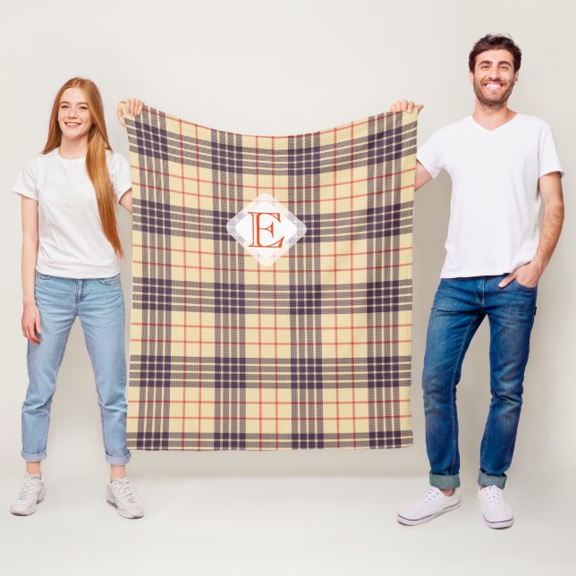 Manta Polar Monograma, elegante clan escocés beige plaid tarta (In situ)
