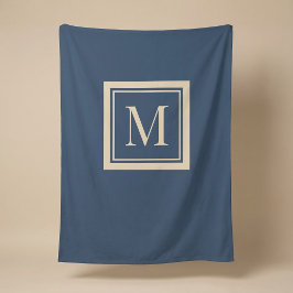 Manta Polar Monograma enmarcado personalizado azul y vainilla