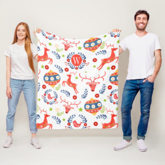Manta Polar Monograma escandinavo Navidades Fleece Blanket