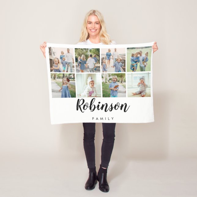 Manta Polar Monograma familiar 8 Collage de fotos| Blanco (In situ)