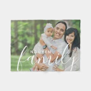 Manta Polar Monograma familiar personalizado y foto Personaliz