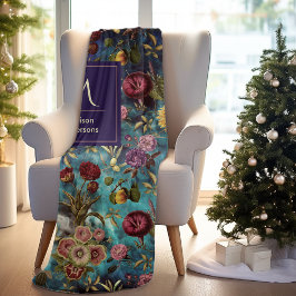 Manta Polar Monograma floral azul ventilado