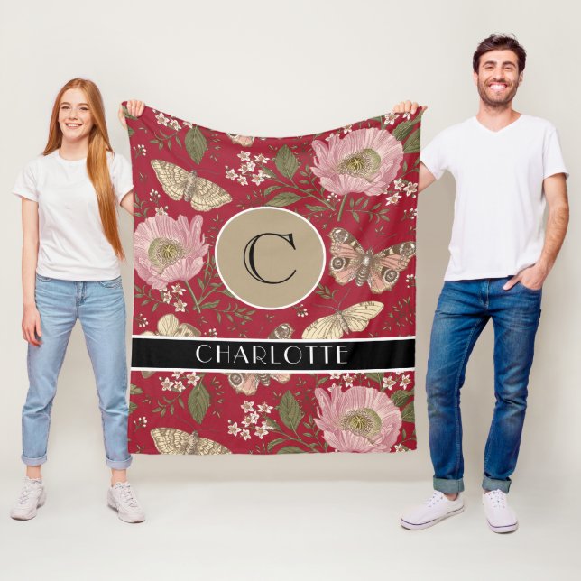 Manta Polar Monograma floral botánico de flores silvestres de  (In situ)